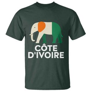 Proud Côte d'Ivoire Elephant Ivory Coast Flag T Shirt Ivorian Pride Retro Souvenir TS02 Dark Forest Green Print Your Wear