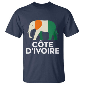 Proud Côte d'Ivoire Elephant Ivory Coast Flag T Shirt Ivorian Pride Retro Souvenir TS02 Navy Print Your Wear