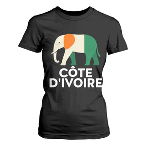 Proud Côte d'Ivoire Elephant Ivory Coast Flag T Shirt For Women Ivorian Pride Retro Souvenir TS02 Black Print Your Wear