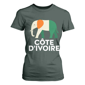 Proud Côte d'Ivoire Elephant Ivory Coast Flag T Shirt For Women Ivorian Pride Retro Souvenir TS02 Dark Forest Green Print Your Wear