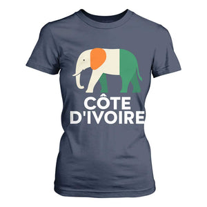 Proud Côte d'Ivoire Elephant Ivory Coast Flag T Shirt For Women Ivorian Pride Retro Souvenir TS02 Navy Print Your Wear