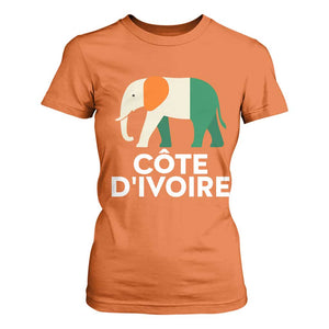 Proud Côte d'Ivoire Elephant Ivory Coast Flag T Shirt For Women Ivorian Pride Retro Souvenir TS02 Orange Print Your Wear