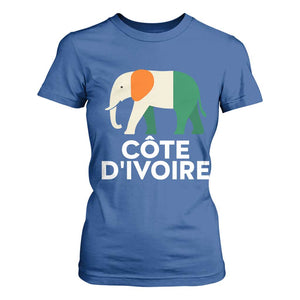 Proud Côte d'Ivoire Elephant Ivory Coast Flag T Shirt For Women Ivorian Pride Retro Souvenir TS02 Royal Blue Print Your Wear