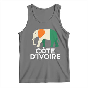 Proud Côte d'Ivoire Elephant Ivory Coast Flag Tank Top Ivorian Pride Retro Souvenir TS02 Black Heather Print Your Wear