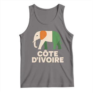Proud Côte d'Ivoire Elephant Ivory Coast Flag Tank Top Ivorian Pride Retro Souvenir TS02 Deep Heather Print Your Wear