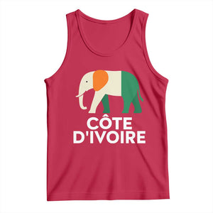 Proud Côte d'Ivoire Elephant Ivory Coast Flag Tank Top Ivorian Pride Retro Souvenir TS02 Red Print Your Wear
