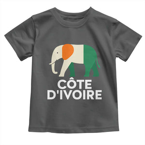 Proud Côte d'Ivoire Elephant Ivory Coast Flag Toddler T Shirt Ivorian Pride Retro Souvenir TS02 Dark Heather Print Your Wear