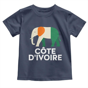 Proud Côte d'Ivoire Elephant Ivory Coast Flag Toddler T Shirt Ivorian Pride Retro Souvenir TS02 Navy Print Your Wear