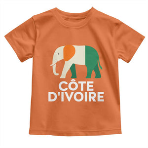Proud Côte d'Ivoire Elephant Ivory Coast Flag Toddler T Shirt Ivorian Pride Retro Souvenir TS02 Orange Print Your Wear