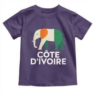 Proud Côte d'Ivoire Elephant Ivory Coast Flag Toddler T Shirt Ivorian Pride Retro Souvenir TS02 Purple Print Your Wear