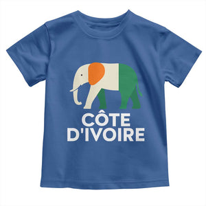 Proud Côte d'Ivoire Elephant Ivory Coast Flag Toddler T Shirt Ivorian Pride Retro Souvenir TS02 Royal Blue Print Your Wear