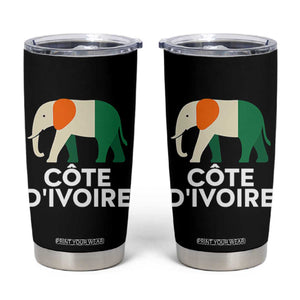 Proud Côte d'Ivoire Elephant Ivory Coast Flag Tumbler Cup Ivorian Pride Retro Souvenir TS02 Black Print Your Wear