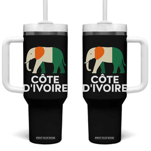 Proud Côte d'Ivoire Elephant Ivory Coast Flag Tumbler With Handle Ivorian Pride Retro Souvenir TS02 One Size: 40 oz Black Print Your Wear