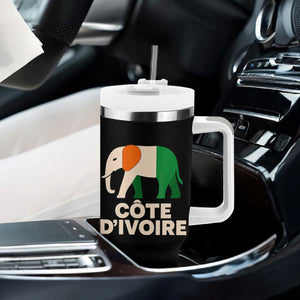 Proud Côte d'Ivoire Elephant Ivory Coast Flag Tumbler With Handle Ivorian Pride Retro Souvenir