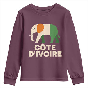 Proud Côte d'Ivoire Elephant Ivory Coast Flag Youth Sweatshirt Ivorian Pride Retro Souvenir