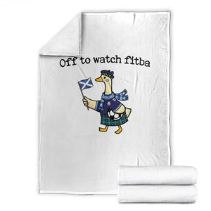 Funny Scottish Goose Scotland Football Throw Blanket Off to Watch Fitba Soccer Fans Meme TS02 White Print Your Wear