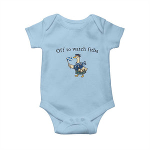 Funny Scottish Goose Scotland Football Baby Onesie Off to Watch Fitba Soccer Fans Meme TS02 Light Blue Print Your Wear