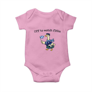 Funny Scottish Goose Scotland Football Baby Onesie Off to Watch Fitba Soccer Fans Meme TS02 Light Pink Print Your Wear