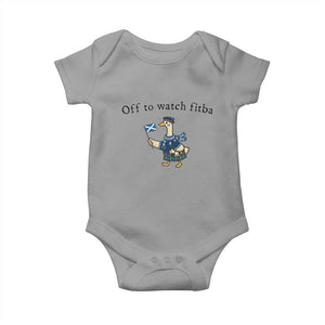 Funny Scottish Goose Scotland Football Baby Onesie Off to Watch Fitba Soccer Fans Meme TS02 Sport Gray Print Your Wear