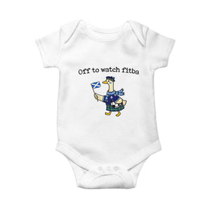 Funny Scottish Goose Scotland Football Baby Onesie Off to Watch Fitba Soccer Fans Meme TS02 White Print Your Wear