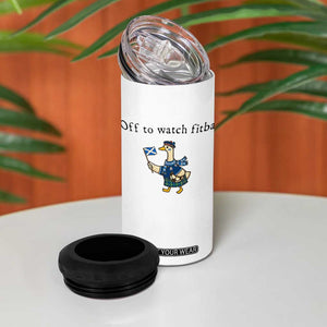 Funny Scottish Goose Scotland Football 4 in 1 Can Cooler Tumbler Off to Watch Fitba Soccer Fans Meme