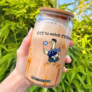 Funny Scottish Goose Scotland Football Glass Can Off to Watch Fitba Soccer Fans Meme TS02 White Print Your Wear