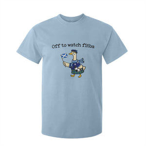 Funny Scottish Goose Scotland Football T Shirt For Kid Off to Watch Fitba Soccer Fans Meme TS02 Light Blue Print Your Wear