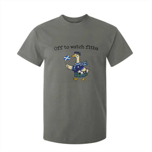 Funny Scottish Goose Scotland Football T Shirt For Kid Off to Watch Fitba Soccer Fans Meme TS02 Military Green Print Your Wear