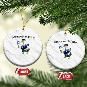 Funny Scottish Goose Scotland Football Ceramic Ornament Off to Watch Fitba Soccer Fans Meme TS02 1pc White Marble Print Your Wear