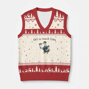 Funny Scottish Goose Scotland Football V-Neck Knit Sweater Vest Off to Watch Fitba Soccer Fans Meme TS02 Beige Red Print Your Wear