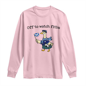 Funny Scottish Goose Scotland Football Long Sleeve Shirt Off to Watch Fitba Soccer Fans Meme TS02 Light Pink Print Your Wear