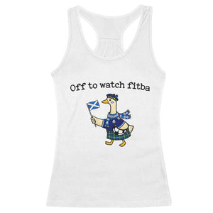 Funny Scottish Goose Scotland Football Racerback Tank Top Off to Watch Fitba Soccer Fans Meme TS02 White Print Your Wear