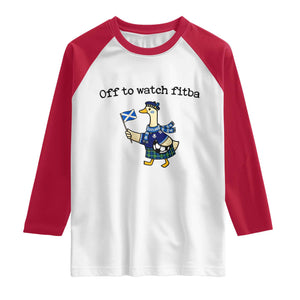 Funny Scottish Goose Scotland Football Raglan Shirt Off to Watch Fitba Soccer Fans Meme TS02 White Red Print Your Wear