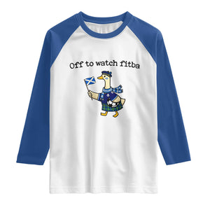 Funny Scottish Goose Scotland Football Raglan Shirt Off to Watch Fitba Soccer Fans Meme TS02 White Royal Print Your Wear