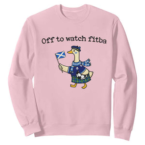Funny Scottish Goose Scotland Football Sweatshirt Off to Watch Fitba Soccer Fans Meme TS02 Light Pink Print Your Wear
