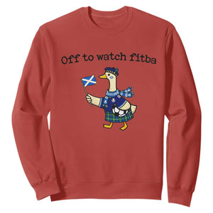 Funny Scottish Goose Scotland Football Sweatshirt Off to Watch Fitba Soccer Fans Meme TS02 Red Print Your Wear