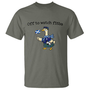 Funny Scottish Goose Scotland Football T Shirt Off to Watch Fitba Soccer Fans Meme TS02 Military Green Print Your Wear
