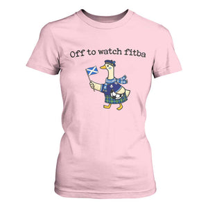 Funny Scottish Goose Scotland Football T Shirt For Women Off to Watch Fitba Soccer Fans Meme TS02 Light Pink Print Your Wear