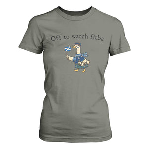 Funny Scottish Goose Scotland Football T Shirt For Women Off to Watch Fitba Soccer Fans Meme