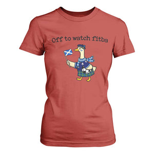 Funny Scottish Goose Scotland Football T Shirt For Women Off to Watch Fitba Soccer Fans Meme TS02 Red Print Your Wear