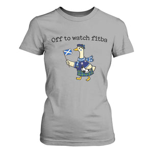 Funny Scottish Goose Scotland Football T Shirt For Women Off to Watch Fitba Soccer Fans Meme TS02 Sport Gray Print Your Wear