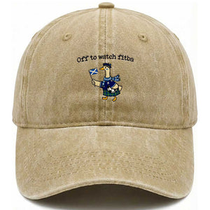 Funny Scottish Goose Scotland Football Washed Cotton Baseball Cap Off to Watch Fitba Soccer Fans Meme TS02 Print Your Wear