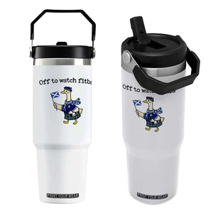 Funny Scottish Goose Scotland Football Flip Straw Tumbler Off to Watch Fitba Soccer Fans Meme TS02 One Size: 30 oz White Print Your Wear