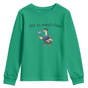 Funny Scottish Goose Scotland Football Youth Sweatshirt Off to Watch Fitba Soccer Fans Meme