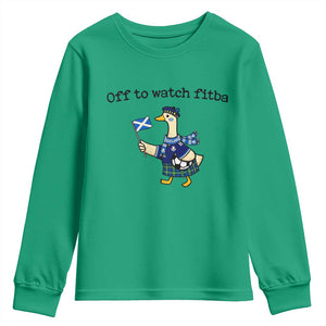 Funny Scottish Goose Scotland Football Youth Sweatshirt Off to Watch Fitba Soccer Fans Meme TS02 Irish Green Print Your Wear