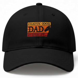 Chaotic Good Dad Funny Tabletop Gamer Parenting Baseball Cap Retro Sunset Vintage Fantasy Graphic
