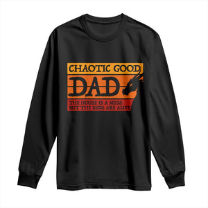Chaotic Good Dad Funny Tabletop Gamer Parenting Long Sleeve Shirt Retro Sunset Vintage Fantasy Graphic