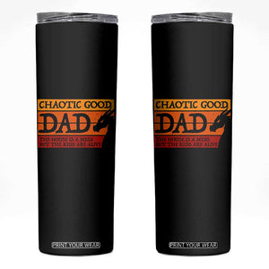 Chaotic Good Dad Funny Tabletop Gamer Parenting Skinny Tumbler Retro Sunset Vintage Fantasy Graphic
