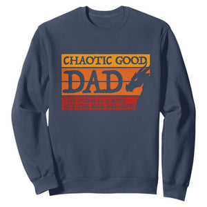 Chaotic Good Dad Funny Tabletop Gamer Parenting Sweatshirt Retro Sunset Vintage Fantasy Graphic