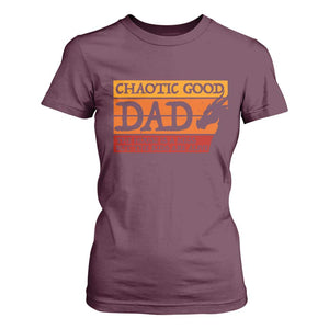 Chaotic Good Dad Funny Tabletop Gamer Parenting T Shirt For Women Retro Sunset Vintage Fantasy Graphic